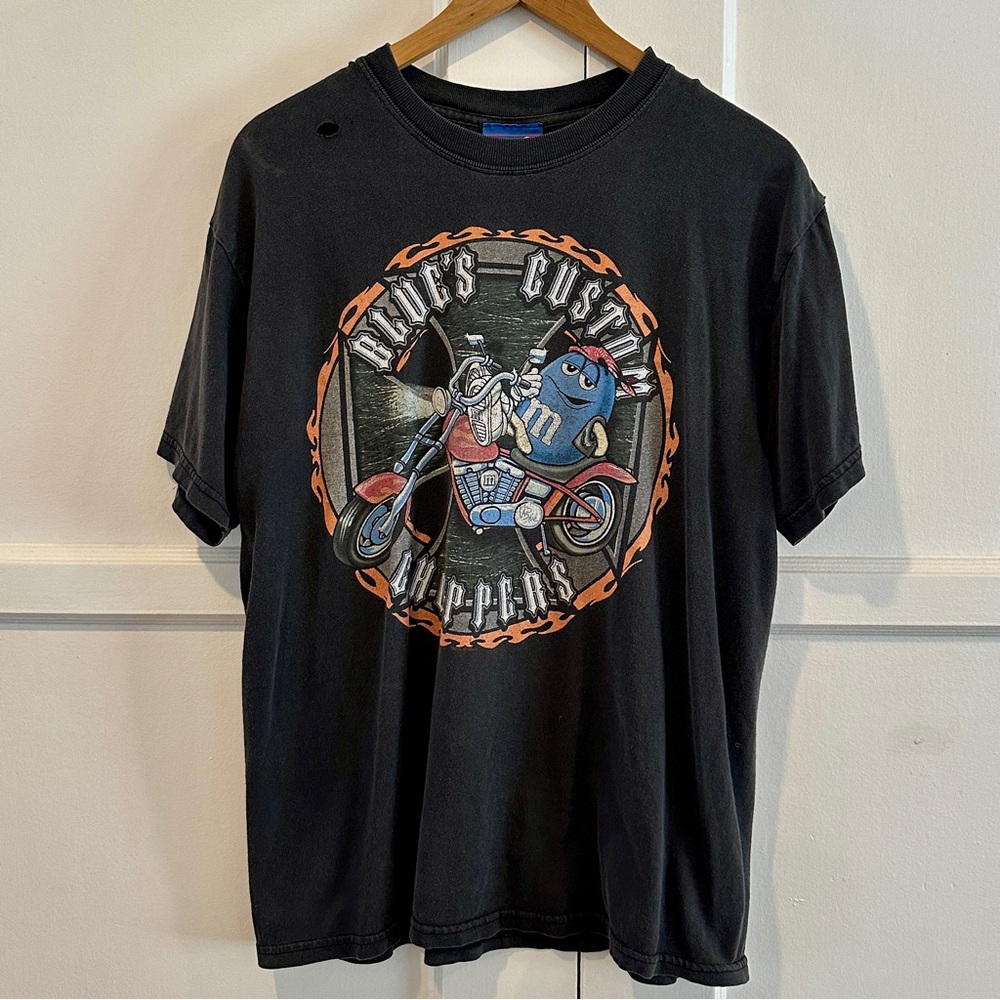 Vintage M&M's black cotton biker tee